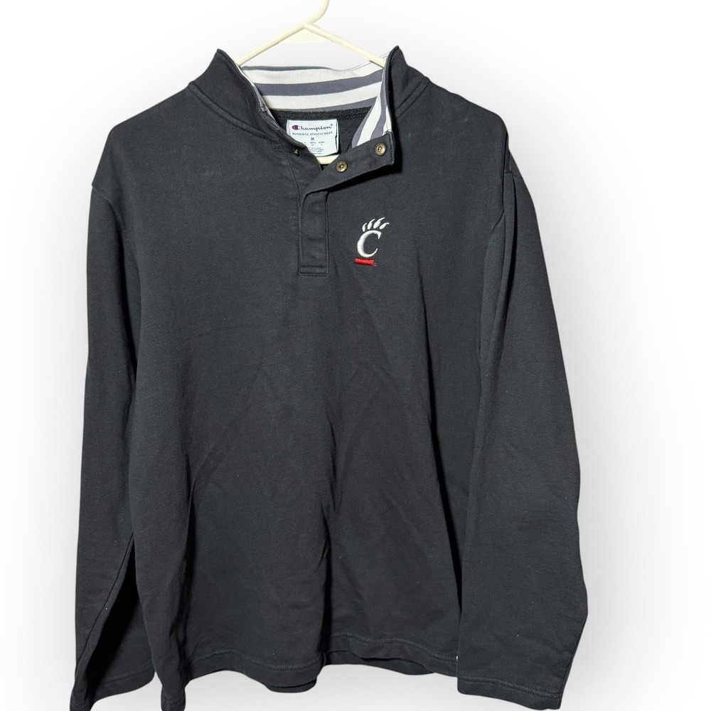 Champion Mens Cincinnati Bearcats Quarter Snap Pullover Sweatshirt Black Size M
